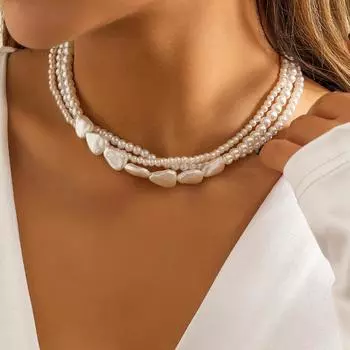 Элегантное многослойное ожерелье с искусственным жемчугом для женщин, винтажное модное ожерелье для вечеринки, свадьбы, воротник, ювелирные изделия, подарок для девочек белый