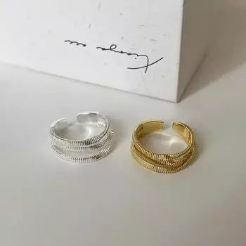 Элегантное многослойное разомкнутое кольцо — модный, роскошный и стильный женский аксессуар Layered Ring золотой