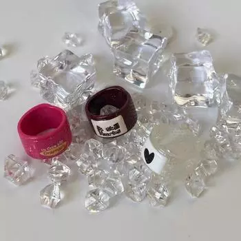 Элегантное модное хип-хоп простое кольцо в корейском стиле с буквами, женское кольцо из смолы, модные ювелирные изделия кофейный