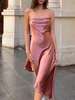 Элегантное облегающее сексуальное шелковое женское платье без рукавов на бретелях для женщин, лето 2022, женские платья, женский халат, женские платья, платья Mujer S чёрный