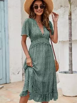 Элегантное облегающее сексуальное женское платье 2022, летнее шифоновое платье макси с цветочным принтом в стиле бохо, женское платье Femme Ladies S чёрный