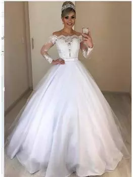 Элегантное облегающее свадебное платье на одно плечо с V-образным вырезом в европейском и американском стиле 2025 года с пышным кружевным шлейфом XXL белый