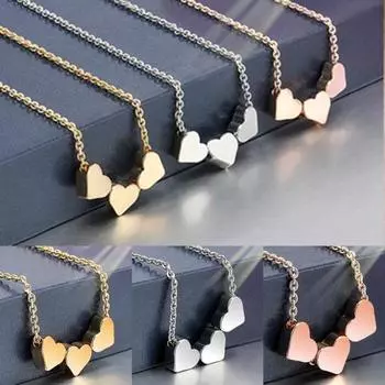 Элегантное Очаровательное Ожерелье с тремя сердцами любви для женщин, коктейльное повседневное ювелирное изделие золотистый