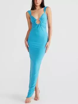 Элегантное однотонное облегающее платье без рукавов, женское сексуальное длинное платье с рыбьим хвостом, женское ночное клубное повседневное нерегулярное модное платье для вечеринок S чёрный