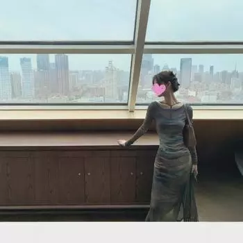 Элегантное осеннее сетчатое платье из двух частей с разрезом и рисунком масляной живописи M (45-50 kg)