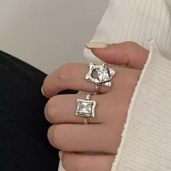 Элегантное открытое кольцо с бриллиантом из стерлингового серебра 925 пробы — изысканный дизайн, роскошный холодный стиль, модный тренд высокого класса. J2256; Adjustable opening