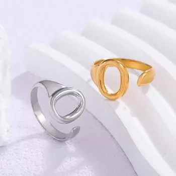 Элегантное овальное кольцо из титановой стали - устойчивая к выцветанию позолоченная нержавеющая сталь, легкий роскошный стиль для женщин Adjustable opening