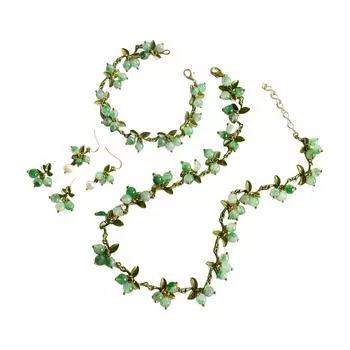 Элегантное ожерелье, браслет, серьги, тема «Листья», модная бижутерия, бисерная бижутерия, сплавная текстура для повседневного и официального мероприятия 1