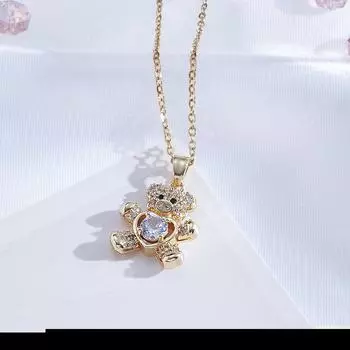 Элегантное ожерелье из гальванизированной нержавеющей стали с подвеской из циркона для женщин - универсальная цепочка на ключицу Niche Diamond corn (40cm+5cm)