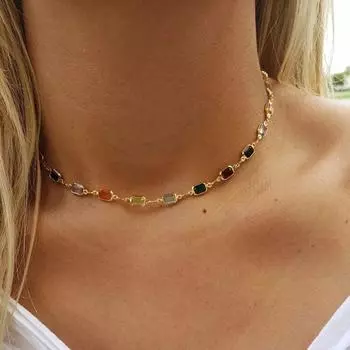 Элегантное ожерелье из радужных кристаллов и двухсторонний браслет с цветными драгоценными камнями