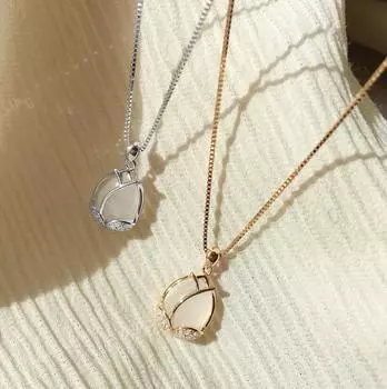 Элегантное ожерелье из стерлингового серебра 925 пробы с опаловым цветком, подвеска-цепочка, вечерние ювелирные изделия, ожерелье для женщин, свадьба Dz297 золотой