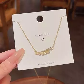 Элегантное ожерелье из титановой стали «кошачий глаз» с микроинкрустацией бриллиантами X948 золотой