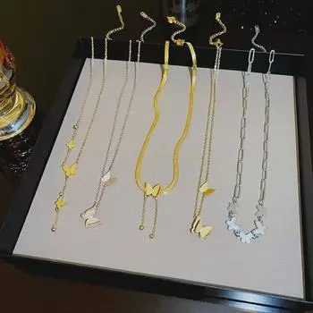 Элегантное ожерелье из титановой стали на ключицу для женщин — не выцветает, модный, универсальный, легкий, роскошный дизайн