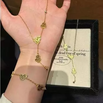 Элегантное ожерелье из тыквы с песочно-золотым оттенком: Универсальные украшения в китайском стиле для женщин - роскошная модная цепочка на ключицу Ring золотой