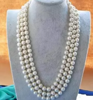 ЭЛЕГАНТНОЕ ОЖЕРЕЛЬЕ С БЕЛЫМ ЖЕМЧУГОМ 49 ДЮЙМОВ 8-9 мм