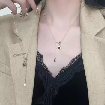 Элегантное ожерелье с кисточками «Maillard Brown Sun»: Высококачественная европейская и американская легкая роскошная цепочка для ключей chain золотой