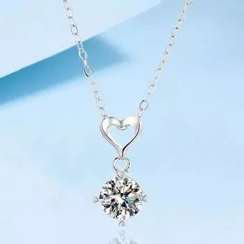 Элегантное ожерелье с муассанитом из стерлингового серебра S925, 1 карат, отличная огранка в форме сердца, 4 когтя, ювелирные изделия с бриллиантами GRA