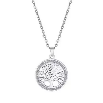 Элегантное ожерелье с подвеской в виде дерева, круглое очарование, женское ожерелье, блестящие стразы, инкрустация, регулируемая серебряный