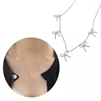 Элегантное ожерелье с подвеской в виде бантов, регулируемая цепочка для женщин, сверкающие ювелирные изделия, аксессуар, очаровательное ожерелье, ожерелья