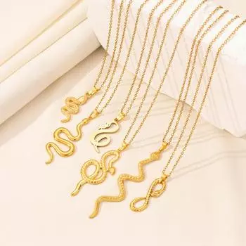 Элегантное ожерелье с подвеской в виде змеи, золотисто-серебряная цепочка для свитера, креативная цепочка на ключицу для женщин Style 5