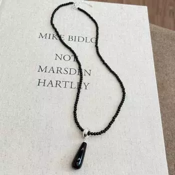 Элегантное ожерелье с подвеской в виде капли воды — осенне-зимний ретро-дизайн для свитеров agate drop beads чёрный