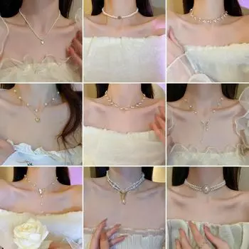 Элегантное ожерелье с подвеской в виде бабочки и жемчугом - ювелирные изделия в дворцовом стиле Magnetic Pearls