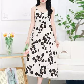 Элегантное платье без рукавов для женщин, повседневные тонкие длинные платья, летняя винтажная одежда L