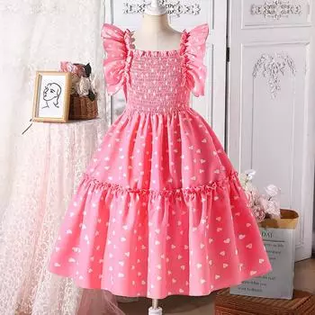 Элегантное платье для девочек, летнее детское модное платье Love Sweet Halter Princess Dress 130cm=8Y розовый