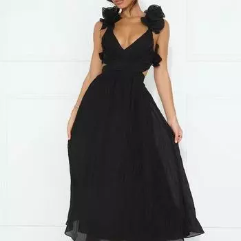 Элегантное платье-комбинация с вырезом из съедобного дерева и открытой спиной, сказочные летние пляжные платья для отдыха, тонкие милые женские платья One Size розовый