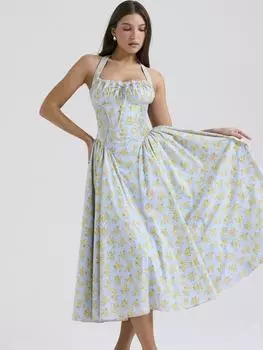 Элегантное платье миди А-силуэта Новые поступления Холтер Сексуальные праздничные платья для вечеринок Летняя женская одежда оптом XL