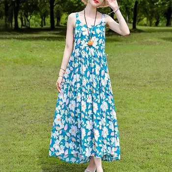 Элегантное платье на бретельках для женщин, повседневные летние длинные платья больших размеров XL