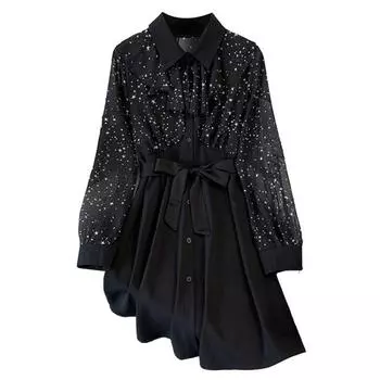 Элегантное платье трапециевидной формы больших размеров для женщин, лоскутные платья во французском стиле L