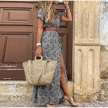 Элегантное плиссированное платье-миди с цветочным принтом H-образной формы, женское платье с V-образным вырезом, рукавами-фонариками, талией, присборенными пуговицами, женское весенне-летнее платье S красный