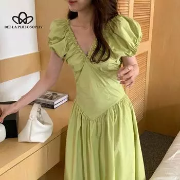 Элегантное плиссированное платье средней длины без рукавов с v-образным вырезом во французском стиле ретро, женское модное элегантное длинное платье для вечеринки one size чёрный