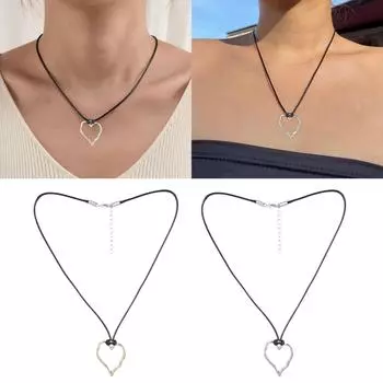 Элегантное полое большое ожерелье с подвеской в виде сердца, модная цепочка на ключицу, регулируемая длина, шейная цепочка, ювелирный аксессуар золотой