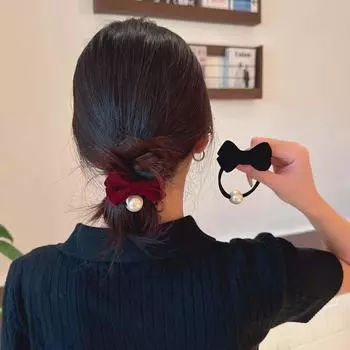 Элегантное пушистое кольцо для волос Dongdaemun с белым жемчугом