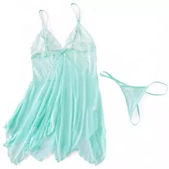 Элегантное пышное и развевающееся отверстие на груди и прозрачное кружево вокруг великолепного бюста [Synlala] Нижнее белье, сорочка, нижнее белье, прозрачное, милое,