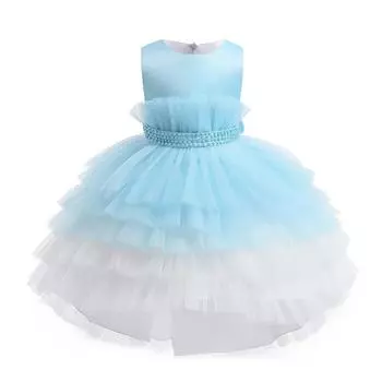 Элегантное пышное праздничное платье для девочек, детские фатиновые вечерние платья со шлейфом для девочек, платье для дня рождения, свадьбы, выпускного, детский костюм от 3 до 10 лет