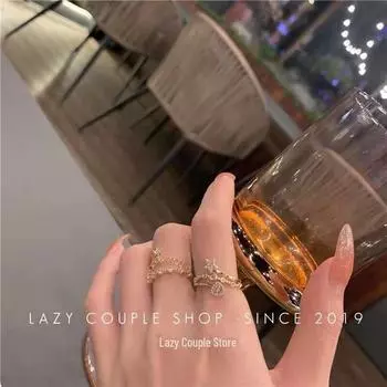 «Элегантное регулируемое кольцо с микроинкрустацией: Трендовый холодный стиль дизайна для женщин Five-pointed star