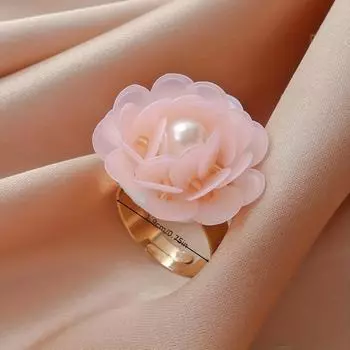 Элегантное регулируемое матовое кольцо-цветок для женщин, простой и шикарный стиль розовый