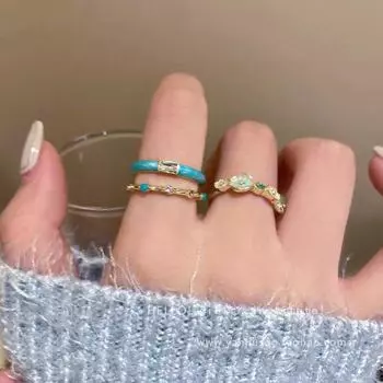 Элегантное регулируемое перламутровое кольцо с синей эмалью для женщин Colored diamond белый