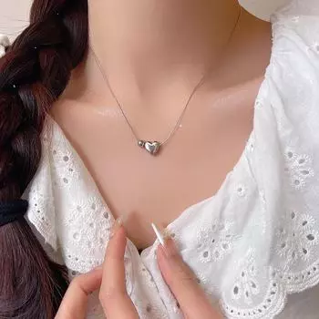 Элегантное серебряное ожерелье с подвеской «Любовь»: Японский и корейский минималистский дизайн для женщин - роскошная, универсальная цепочка на ключицу X1592 серебряный