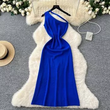 Элегантное сексуальное платье с высокой талией, оборками, вырезом-лодочкой, без рукавов, трикотажное платье для отпуска, облегающее женское вечернее церемониальное платье One Size чёрный