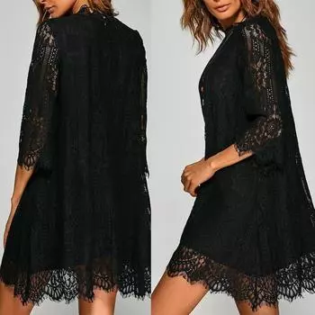 Элегантное сладкое женское свободное платье с нерегулярным подолом, простое ажурное кружевное мини-платье XXXXXL белый