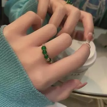 Элегантное составное кольцо в нефритовом стиле: Ретро-модные украшения с уникальным дизайном
