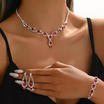 Элегантное свадебное ожерелье, серьги, браслет, три комплекта, простая трендовая цепочка-коготь, комплект ювелирных изделий для женщин