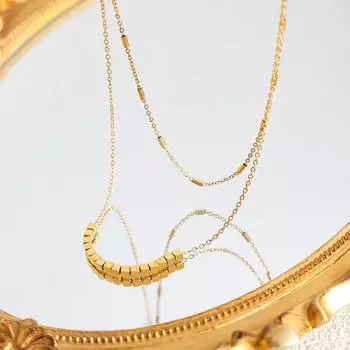 Элегантное темпераментное квадратное двухслойное ожерелье с бахромой, женское, из титановой стали, в стиле вестерн, вдовствующая императрица, универсальные аксессуары