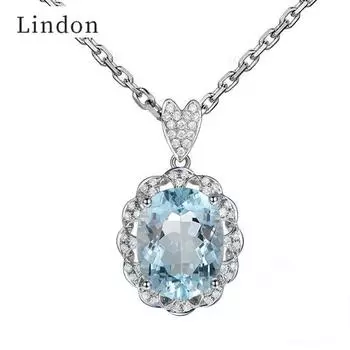 Элегантное ювелирное ожерелье Lindon с сапфировым кулоном овальной формы для женщин, подарок на свадьбу синий