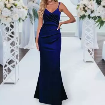 Элегантное вечернее платье макси без рукавов с v-образным вырезом, облегающее платье с талией и обтягивающими бедрами, платье с рыбьим хвостом и подолом 2XL вино красного