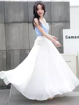 Элегантное весеннее шифоновое свободное платье - многослойная пляжная юбка-фея А-силуэта для женщин